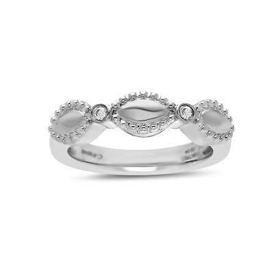 Sterling Silver Firefly Diamond Bead Single Band Ring