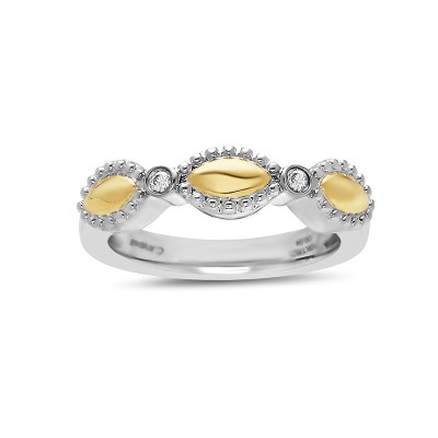 Sterling Silver Firefly Diamond Bead Single Band Ring