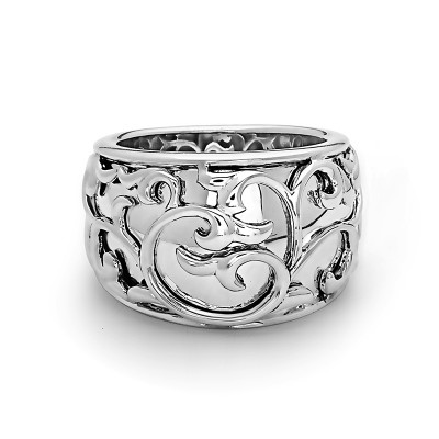 Sterling Silver Wide Lace Band