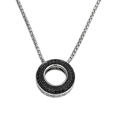 Sterling Silver Black Sapphire Circle Pendant