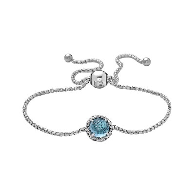 Sterling Silver Blue Topaz Bolo Bracelet