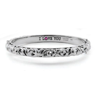 Sterling Silver Ivy "I Love You" Cuff