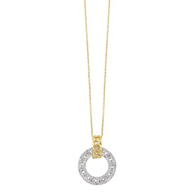 14Kt White Yellow Gold Diamond 1/2Ctw Pendant