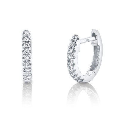 0.04ct 14k White Gold Diamond Huggie Earring