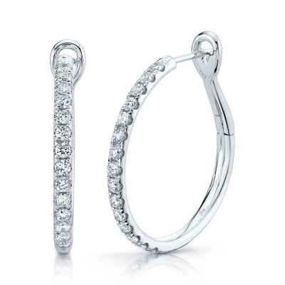 0.74ct 14k White Gold Diamond Hoop Earring