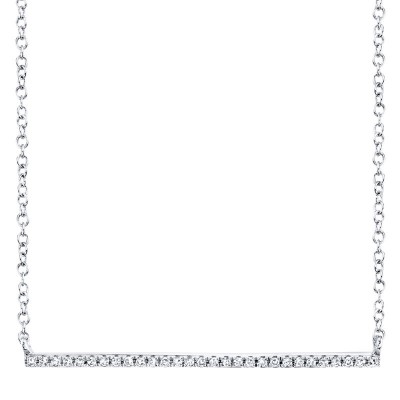 0.08ct 14k White Gold Diamond Bar Necklace