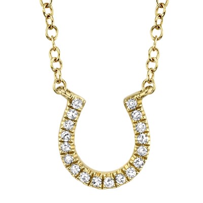 0.06ct 14K Yellow Gold Diamond Horseshoe Necklace