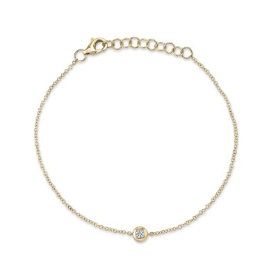 0.06ct 14K Yellow Gold Diamond Bezel Bracelet