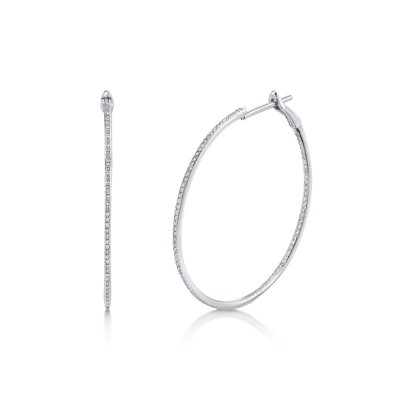 0.50ct 14K White Gold Diamond Hoop Earring