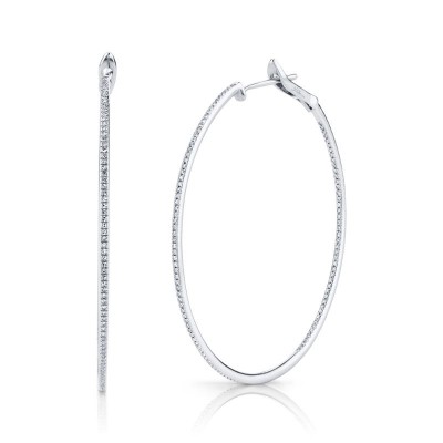 0.66Ct 14k White Gold Diamond Hoop Earring