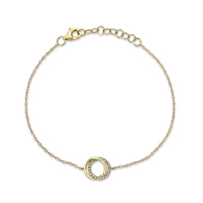 0.07ct 14K Yellow Gold Diamond Love Knot Circle  Bracelet