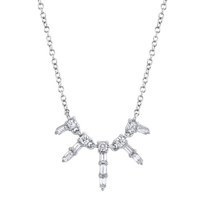 0.30ct 14K White Gold Diamond Baguette Necklace