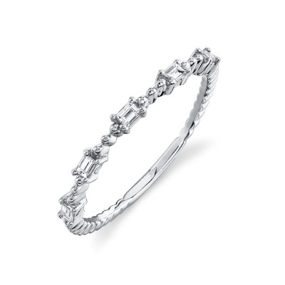 0.13ct 14K White Gold Diamond Baguette Band