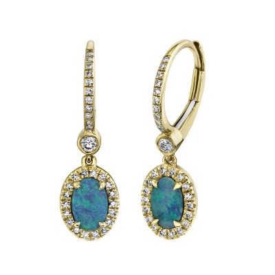 0.23ct Diamond & 0.67ct Opal 14K Yellow Gold Earring