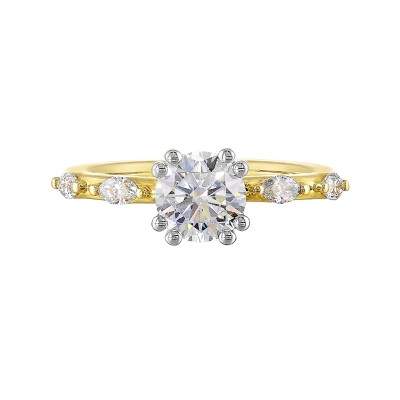 14K White and Yellow Gold Round Center Semi Mount Engagement Ring