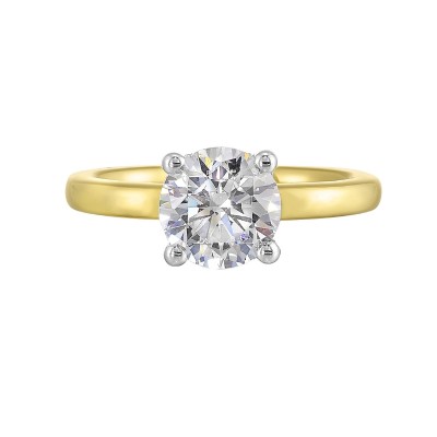 14K White and Yellow Gold Round Center Semi Mount Engagement Ring
