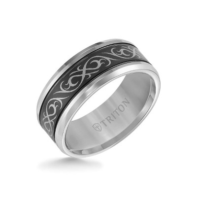 Triton 9mm Black & White Tungsten Band