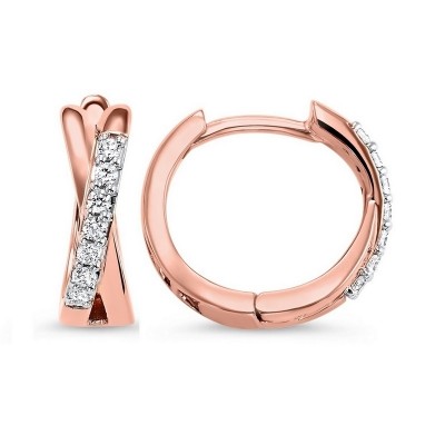 Diamond Criss-Cross XO Hoop Earrings in 14k Rose Gold (1/6ctw)
