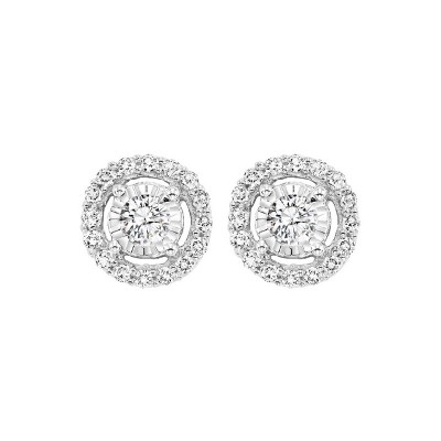 Diamond Solitaire Starburst Stud Earrings in 14k White Gold (1ctw)
