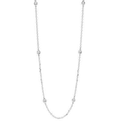 Diamond Station Necklace in 14k White Gold (1/2ctw)
