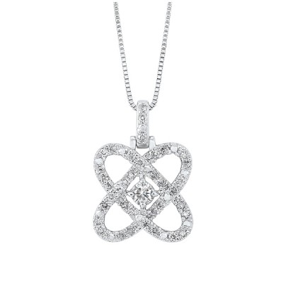 Diamond Infinity Love Heart Knot Pendant Necklace in 14k White Gold (1/2ctw)