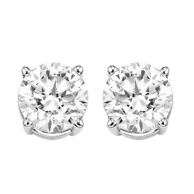 Diamond Round Classic Solitaire Stud Earrings in 14k White Gold (1 1/2 ctw)