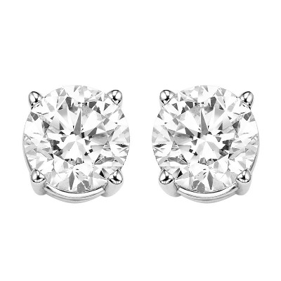 Diamond Round Classic Solitaire Stud Earrings in 14k White Gold (2 ctw)