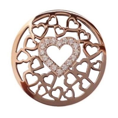 Multi Heart Center With CZ - Rose Gold