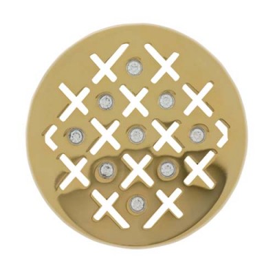 Cross Hatch With CZ - Yellow Gold