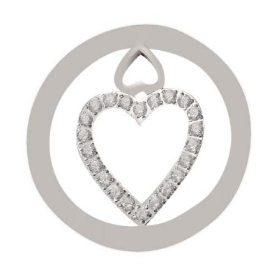 Double Heart With CZ - Silver