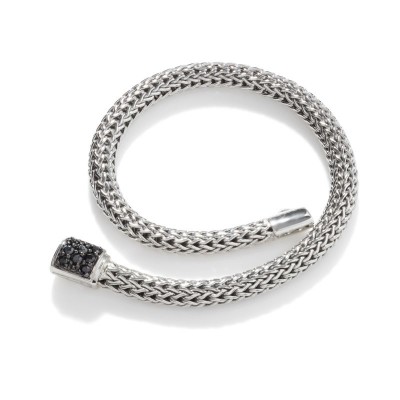 Classic Chain Silver Lava Extra-Small Bracelet with Treated Black Sapphire, Size UM
