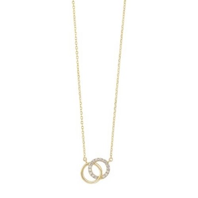 Diamond Double Eternity Circle Pendant Necklace in 14k Yellow Gold (0.08 ctw)