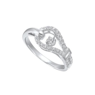 Diamond Anniversary Asymmetrical Ring in 14k White Gold (1/3ctw)