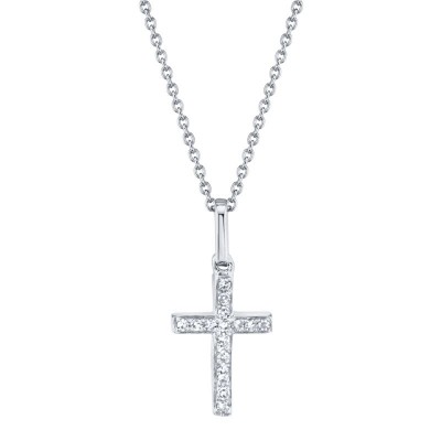0.06ct 14K White Gold Diamond Cross Necklace