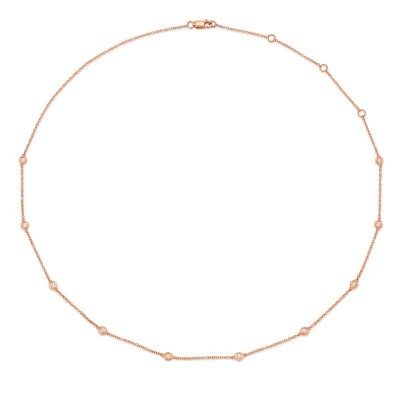 0.28ct 14k Rose Gold 18" Diamonds By The Yard Chain