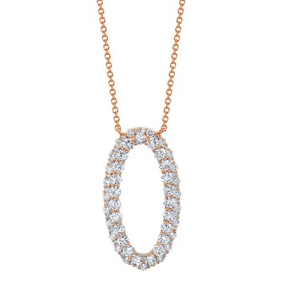 1.33ct 14k Rose Gold Diamond Oval Necklace