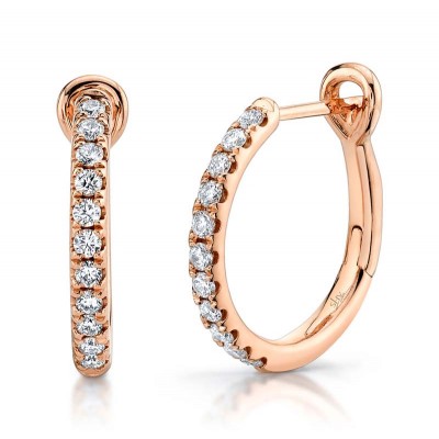 0.26ct 14k Rose Gold Diamond Hoop Earring