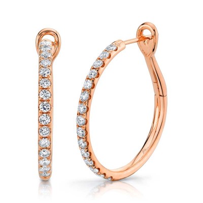 0.74ct 14k Rose Gold Diamond Hoop Earring