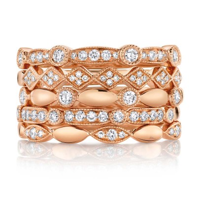 0.50ct 14k Rose Gold Diamond Lady's Ring 5-pc