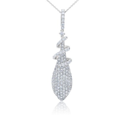 1.59ct 14K White Gold Diamond Pave Necklace
