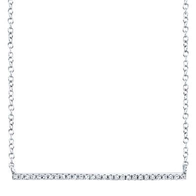 0.08ct 14k White Gold Diamond Bar Necklace
