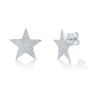 0.53ct 14k White Gold Diamond Star Stud Earring