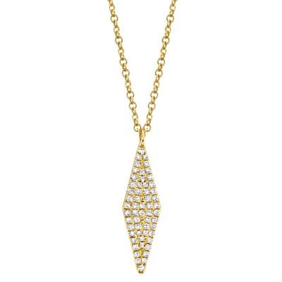 0.17ct 14k Yellow Gold Diamond Pave Necklace