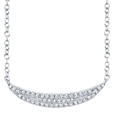 0.11ct 14k White Gold Diamond Pave Crescent Necklace