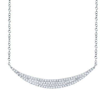 0.25ct 14k White Gold Diamond Pave Crescent Necklace