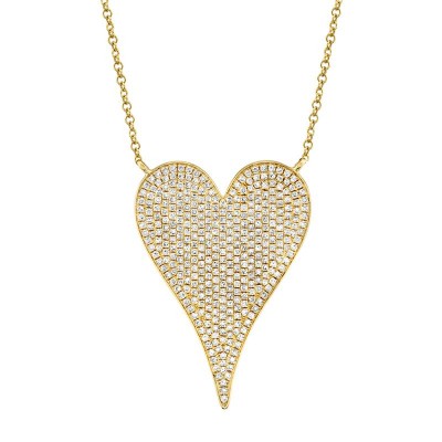 0.83ct 14k Yellow Gold Diamond Heart Necklace