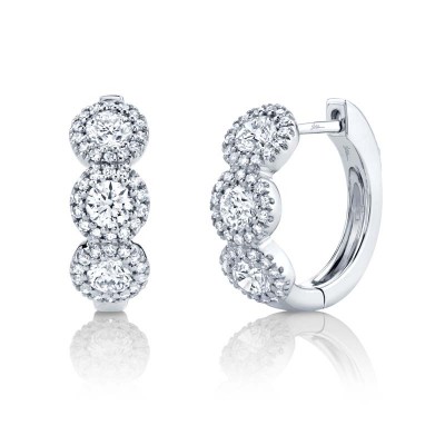 1.10ct 14k White Gold Diamond Huggie Earring
