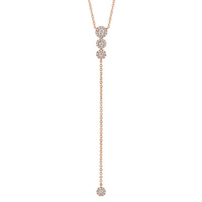 0.29ct 14k Rose Gold Diamond Lariat Necklace