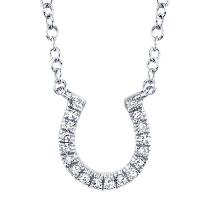 0.06ct 14k White Gold Diamond Horseshoe Necklace