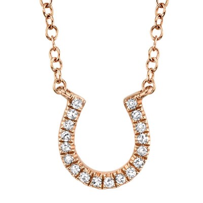 0.06ct 14k Rose Gold Diamond Horseshoe Necklace